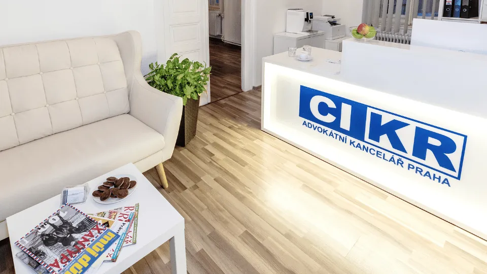 Recepce advokátní kanceláře CIKR v Praze